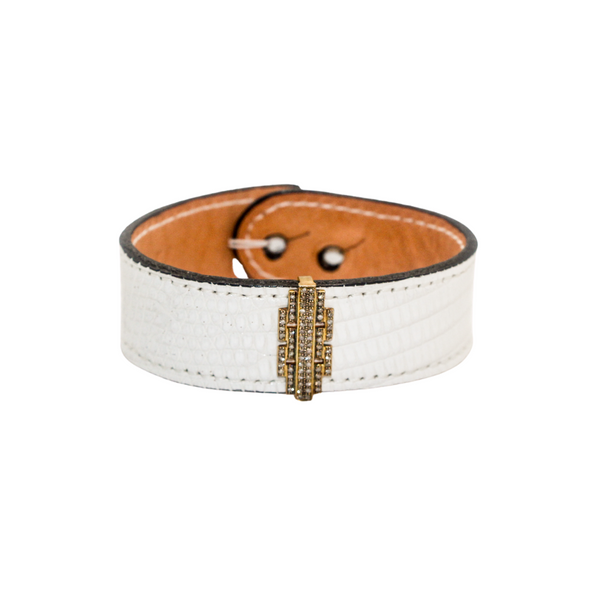 White Austin Cuff with Diamond Geometric - Julz by J. Markell Designs