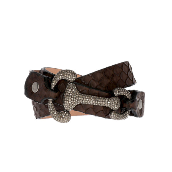 Cali Cuff with Large Diamond Horsebit in Silver - Julz by J. Markell Designs