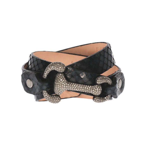 Cali Cuff with Large Diamond Horsebit in Silver - Julz by J. Markell Designs