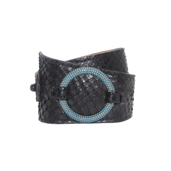 Dallas Cuff - Large Turq Circle - Julz by J. Markell Designs