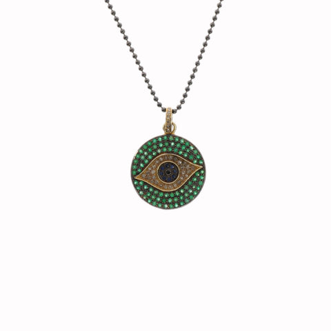 Emerald, Sapphire and Diamond Evil Eye Pendant - Julz by J. Markell Designs