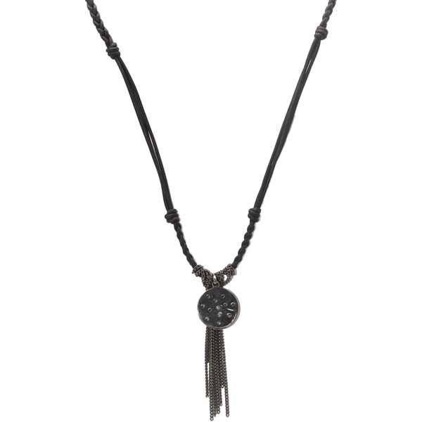 Laila Small Silver Frosted Diamond Disc Necklace - Julz by J. Markell Designs