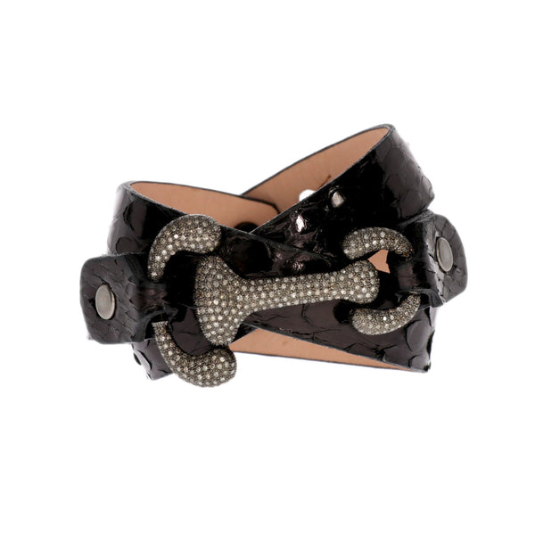 Cali Cuff with Large Diamond Horsebit in Silver - Julz by J. Markell Designs